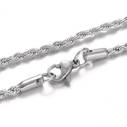 Нержавеющая Сталь Цвет 304 из нержавеющей стальной трос цепи ожерелья, с карабин-лобстерами , цвет нержавеющей стали, 19.7 дюйм (50 см)
