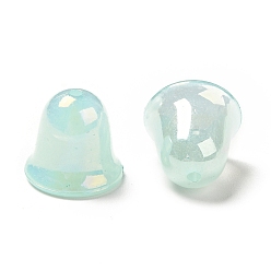 Aigue-marine Cônes de perles acryliques opaques, couleur ab , cloche, aigue-marine, 12x11mm, Trou: 1.5mm, environ840 pcs / 500 g