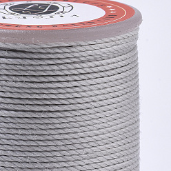 Silver Waxed Polyester Cord, Micro Macrame Cord, Twisted Cord, Round, Silver, 1mm, about 57.96~65.62 Yards(53~60m)/Roll