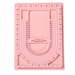 Pink Plastic Bead Design Boards for Necklace Design, Flocking, Rectangle, 9.45x12.99x0.39 inch, Pink

