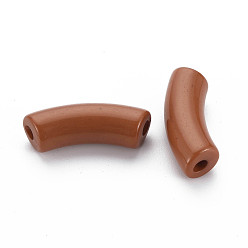 Saddle Brown Opaque Acrylic Beads, Curved Tube, Saddle Brown, 36x13.5x11.5mm, Hole: 4mm, about 148pcs/500g