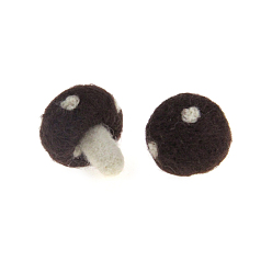 Brun De Noix De Coco Cabochons en feutre de laine, champignons, noir, 35x33mm