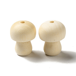 PapayaWhip Natural Wood Beads, Undyed,  Mushroom Bead, PapayaWhip, 30.5x24x24mm, Hole: 4.2mm