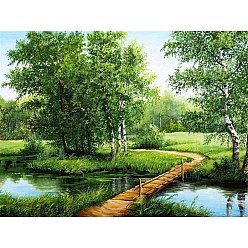 Colorful Spring Scenery DIY Diamond Painting Kit, Including Resin Rhinestones Bag, Diamond Sticky Pen, Tray Plate and Glue Clay, Colorful, 300x400mm
