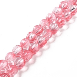 Pale Violet Red Transparent Glass Beads Strands, Lantern, Pale Violet Red, 10.5x9.5x10.5mm, Hole: 1mm, about 38pcs/strand, 15.24 inch(38.7cm)