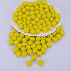 Jaune Champagne Perles focales rondes en silicone, perles à mâcher pour les jouets de dentition, Diy soins infirmiers colliers faisant, jaune champagne, 15mm, Trou: 2mm