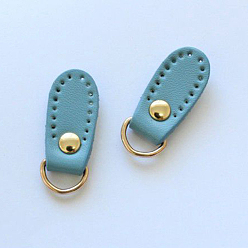 Cadet Blue Cattlehide Zipper Heads, Leather Zipper Pullers, for Boot, Jacket, Luggage Bags, Handbags, Purse, Jacket Repairing, Cadet Blue, 3.4x1.3cm