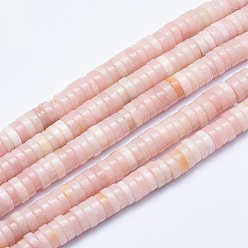 Pink Opal Natural Pink Opal Beads Strands, Flat Round, 6x3~3.5mm, Hole: 1mm, about 135pcs/strand, 15.7 inch(40cm)