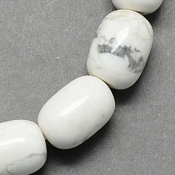 White Barrel Shaped Gemstone Natural Howlite Stone Beads Strands, White, 15x10mm, Hole: 1mm, about 25pcs/strand, 15.3 inch