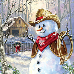 Снеговик Наборы алмазной живописи на рождественскую тему своими руками, включая стразы из смолы, алмазная липкая ручка, поднос тарелка и клей глина, снеговик, 400x300 мм