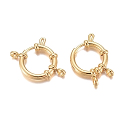 Real 24K Gold Plated 304 Stainless Steel Spring Ring Clasps, Ring, Real 24K Gold Plated, 16x2.5mm, Hole: 2.5mm