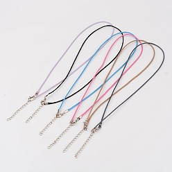 Mixed Color Korean Waxed Polyester Cord Necklace Making, with Alloy Lobster Clasps and Iron Chain Extender, Mixed Color, 18.1 inch, 1.5mm