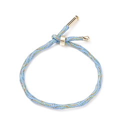 Dodger Blue Couple Wave Pattern Nylon Round Cord Silder Bracelet with Brass Clasp for Women, Cadmium Free & Lead Free, Dodger Blue, Inner Diameter: 2-1/2inch(6.25~6.3cm) 