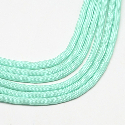 Turquoise Pâle 7 âmes intérieures cordes en polyester et spandex, couleur unie, pour la fabrication de bracelets en corde, turquoise pale, 4~5mm, environ 109.36 yards (100m)/paquet, 420~500g / bundle