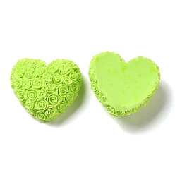 Jaune Vert Cabochons en résine opaque, cœur, jaune vert, 22.5x25x11mm