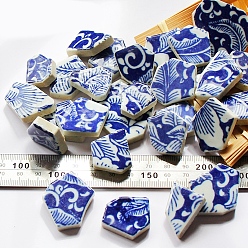 Bleu Foncé Carreaux de mosaïque en porcelaine, carreaux de mosaïque de forme irrégulière, pour l'artisanat d'art de mosaïque de bricolage, cadres photo, polygone, bleu foncé, 15~60x5mm, environ 100 g /sachet 