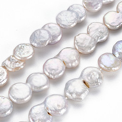 Seashell Color Natural Keshi Pearl Beads Strands, Cultured Freshwater Pearl, 8 Shape, Nuggets, Seashell Color, 17~22x11~13x4~8mm, Hole: 0.6mm, about 19~20pcs/strand, 15.35 inch(39cm)