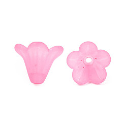 Rose Nacré Perles acryliques givrés, fleur, perle rose, 10x13.5mm, Trou: 1.8mm, environ1600 pcs / 500 g