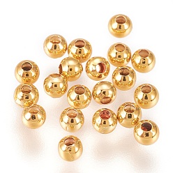 Doré  Perles en laiton, plaqué longue durée, ronde, or, 8x7.5mm, Trou: 1.6mm, 100 pièces / kit