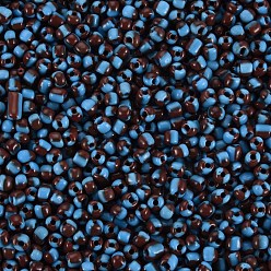 Cielo Azul Oscuro 6/0 perlas de cristal de la semilla, colores opacos filtran, cielo azul profundo, 4 mm, agujero: 1.5 mm, sobre 4500 unidades / bolsa