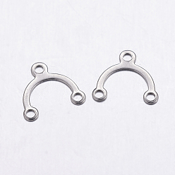 Stainless Steel Color 304 Stainless Steel Chandelier Component Links, 3 Loop Connectors, Arch, Stainless Steel Color, 8.5x9x0.5mm, Hole: 1mm