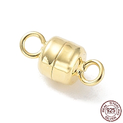 Real 18K Gold Plated 925 Sterling Silver Magnetic Clasps, Column, Real 18K Gold Plated, 10.5x5x5mm, Hole: 1.8mm