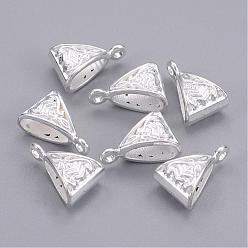 Silver Tibetan Style Alloy Tube Bails, Loop Bails, Bail Beads, Triangle, Silver, 15.5x10x7mm, Hole: 1.5mm, about 760pcs/1000g, Lead Free & Cadmium Free