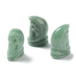 Green Aventurine Natural Green Aventurine Carved Healing Skull Figurines, Reiki Stones Statues for Energy Balancing Meditation Therapy, 23.5~24x15~15.5x36.5~37mm
