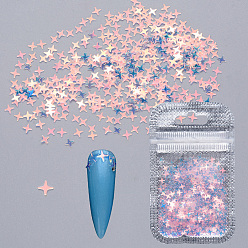 Pink Shining Nail Art Glitter, Manicure Sequins, DIY Sparkly Paillette Tips Nail, Star, Pink, 4x4x0.2mm, about 2g/bag