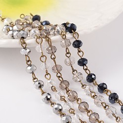 Coloré Chaînes de perles de verre à la main pour colliers bracelets faisant, avec épingle à oeil en laiton bronze antique, non soudée, colorées, 39.3 pouce, sur 1 m / brin, 5strands / set