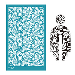 Flor Plantilla de serigrafía de poliéster reutilizable, para pintar sobre madera, tela de camiseta de decoración de bricolaje, flor, 15x9 cm