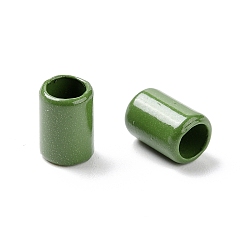 Verde Perlas de aleación pintadas con aerosol para enchapado en estante de columna para la fabricación de joyas, sin cadmio y níque y plomo, verde, 6.5x4.5 mm, agujero: 3.3 mm