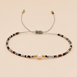 Coloré Bracelets de perles tressées en perles d'imitation de verre et graines, bracelet réglable, colorées, 11 pouce (28 cm)