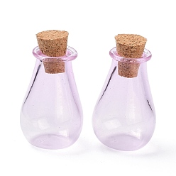 Ciruela Adorno de botellas de corcho de vidrio, vaso vacío deseando botellas, viales de bricolaje para decoraciones colgantes, ciruela, 15.5x28 mm