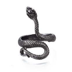 Черный Цвет Металла Сплав манжеты кольца пальцев, широкая полоса кольца, змея, металлический черный , размер США 9 3/4 (19.5 мм)
