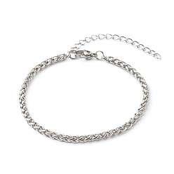 Stainless Steel Color 304 Stainless Steel Wheat Chain Bracelet, Stainless Steel Color, 7-1/2 inch(19cm)