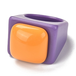 Orange Bagues en acrylique, carrée, orange, taille us 7 3/4 (17.9 mm), 6.5~19.5mm, diamètre intérieur: 18 mm