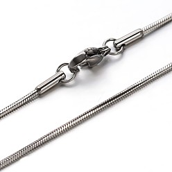 Color de Acero Inoxidable 304 serpiente de acero inoxidable cadenas collares, con broches de langosta, color acero inoxidable, 17.7 pulgada (45 cm), 1 mm