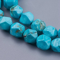 Turquoise Dyed Natural Howlite Beads Strands, Star Cut Round Beads, Faceted, Howlite, 6mm, Hole: 1mm, about 65pcs/strand, 14.9 inch(38cm)