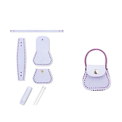 Lilac DIY Purse Making Kit, Including Cowhide Leather Bag Accessories, Iron Needles & Waxed Cord, Lilac, 5x5.3cm