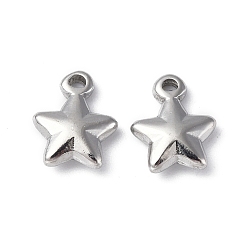 Stainless Steel Color 304 Stainless Steel Charms, Star Charm, Stainless Steel Color, 10.5x8x3mm, Hole: 1mm