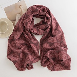 Темно-Красный Теплый шарф из полиэстера, зимний шарф, шарф с кисточками и узором пейсли, темно-красный, 180x69 мм
