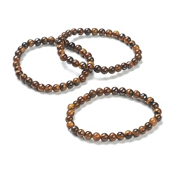 Œil De Tigre Tigre naturel bracelets en perles d'oeil extensibles, ronde, perles: 6~6.5 mm, diamètre intérieur: 2-1/4 pouce (5.55 cm)
