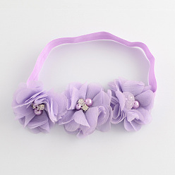 Лиловый Эластичные детские повязки, со случайным цветным эластичным шнуром, ткань цветок девочка оголовье, сирень, 112 мм