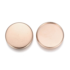 Rose Gold 304 Stainless Steel Plain Edge Bezel Cups, Cabochon Settings, Flat Round, Rose Gold, Tray: 16mm, 17.5x2mm