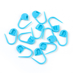 Bleu Ciel Foncé Support de marqueurs de point de verrouillage en plastique ABS écologique à tricoter au crochet, bleu profond du ciel, 22x11x3 mm, broches: 1 mm