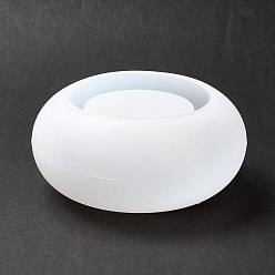 White Rondelle Potting Display Holder Silicone Molds, for UV Resin, Epoxy Resin Craft Making, White, 116x54mm, Inner Diameter: 76mm