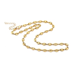 Oro 304 collares de cadena del grano de café del acero inoxidable, con cierre de langosta, dorado, 17.72 pulgada (45 cm)