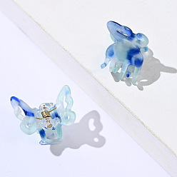 Sky Blue Cellulose Acetate(Resin) Butterfly Hair Claw Clip, Small Tortoise Shell Hair Clip for Girls Women, Sky Blue, 20x23mm
