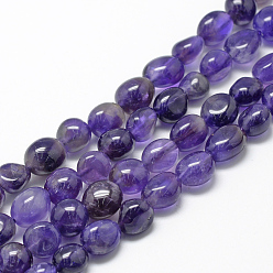 Amethyst Natural Amethyst Beads Strands, Grade A, Oval, 8~15x7~12x4~12mm, Hole: 1mm, about 30~45pcs/strand, 15.7 inch
